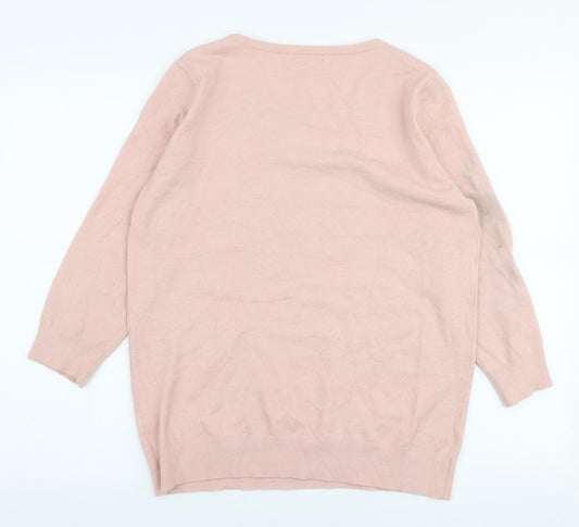 Womens UK Size 16 M&Co Pink Pullover Jumper