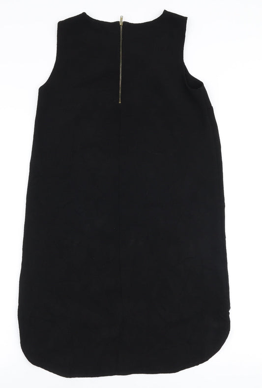 River Island Womens Black Polyester A-Line Size 8 Round Neck Zip