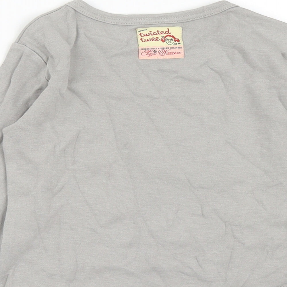 Twisted Twee Girls Grey Cotton Basic Casual Size 2-3 Years Round Neck - Acorn Print