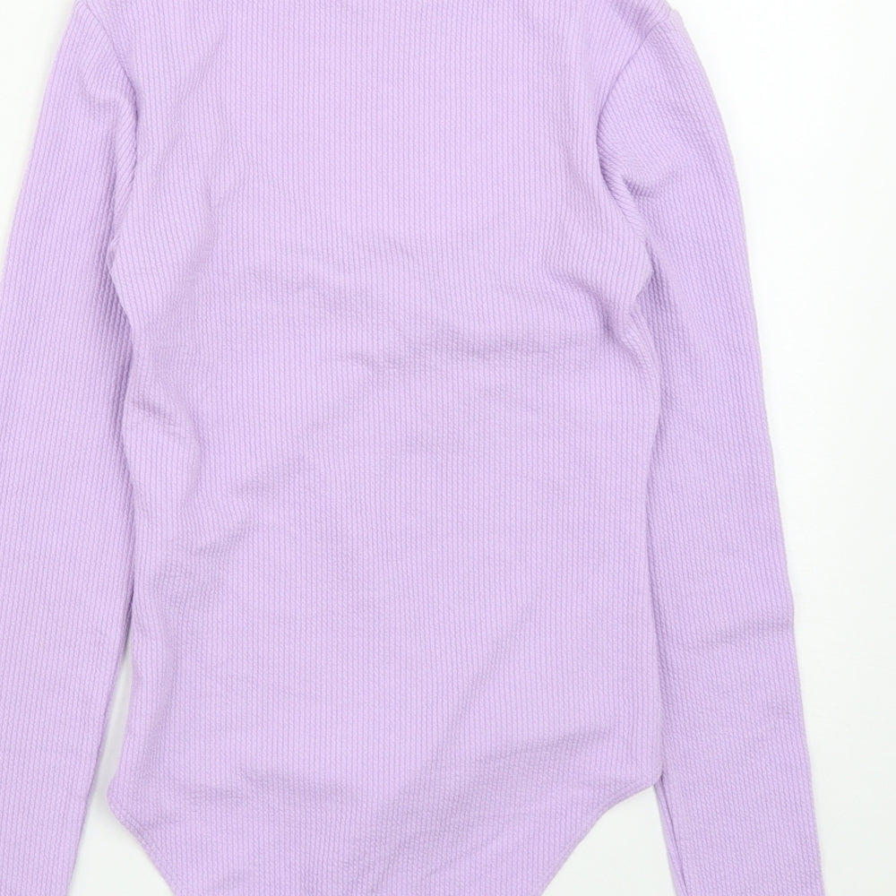 H&M Womens Purple Polyester Catsuit One-Piece Size S Snap