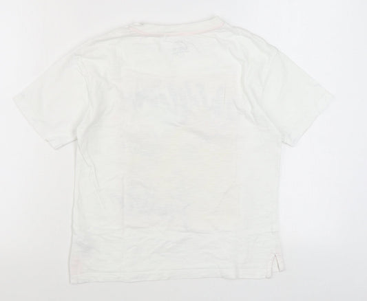 NEXT Girls White 100% Cotton Basic T-Shirt Size 9 Years Round Neck Pullover