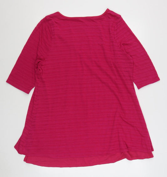Evans Womens Pink Polyester Jumper Dress Size 16 Scoop Neck Pullover