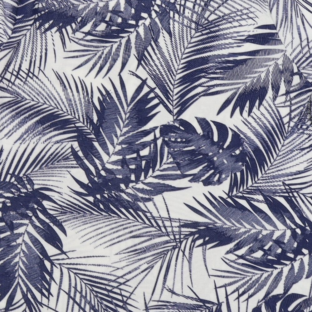 Julipa Womens Blue Floral Polyester Basic T-Shirt Size 12 Scoop Neck