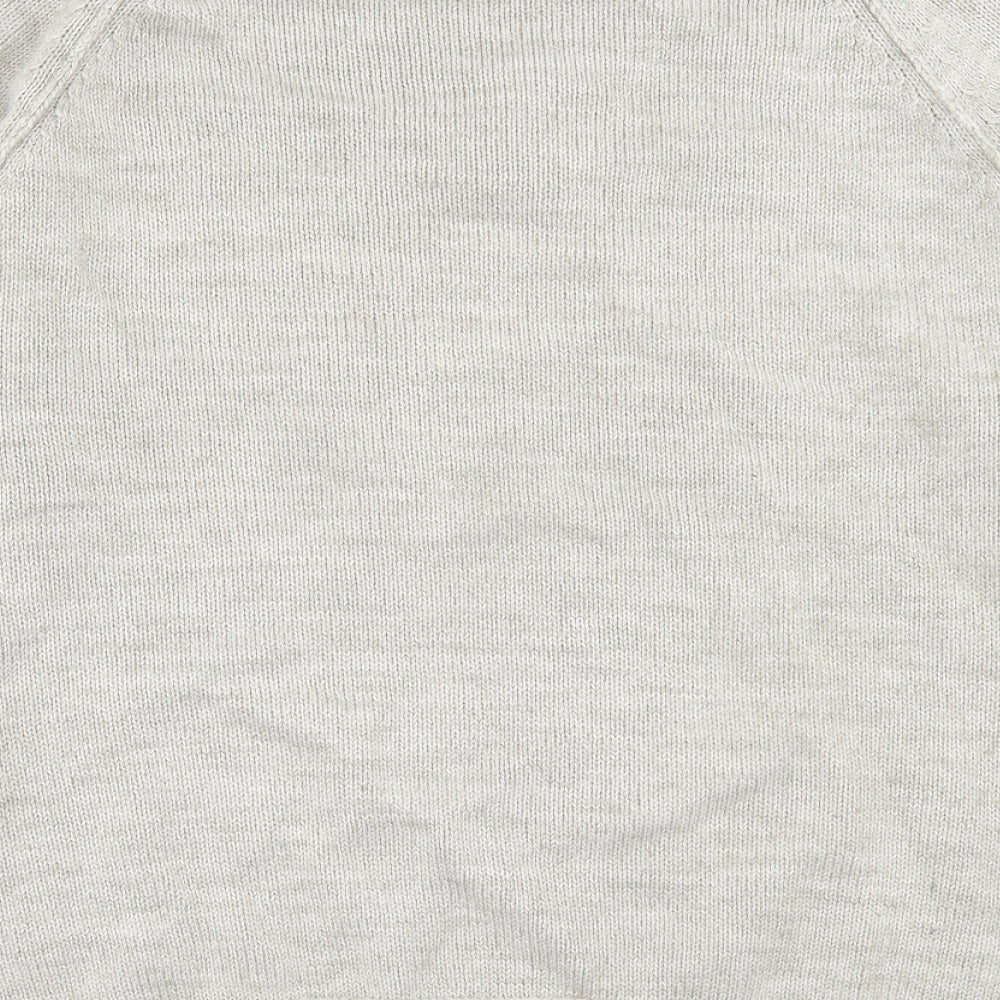 EAST Girls Beige V-Neck Acrylic Pullover Jumper Size L Pullover