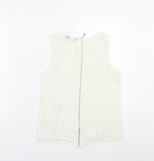 Womens UK Size 10 New Look Ivory Basic Tank