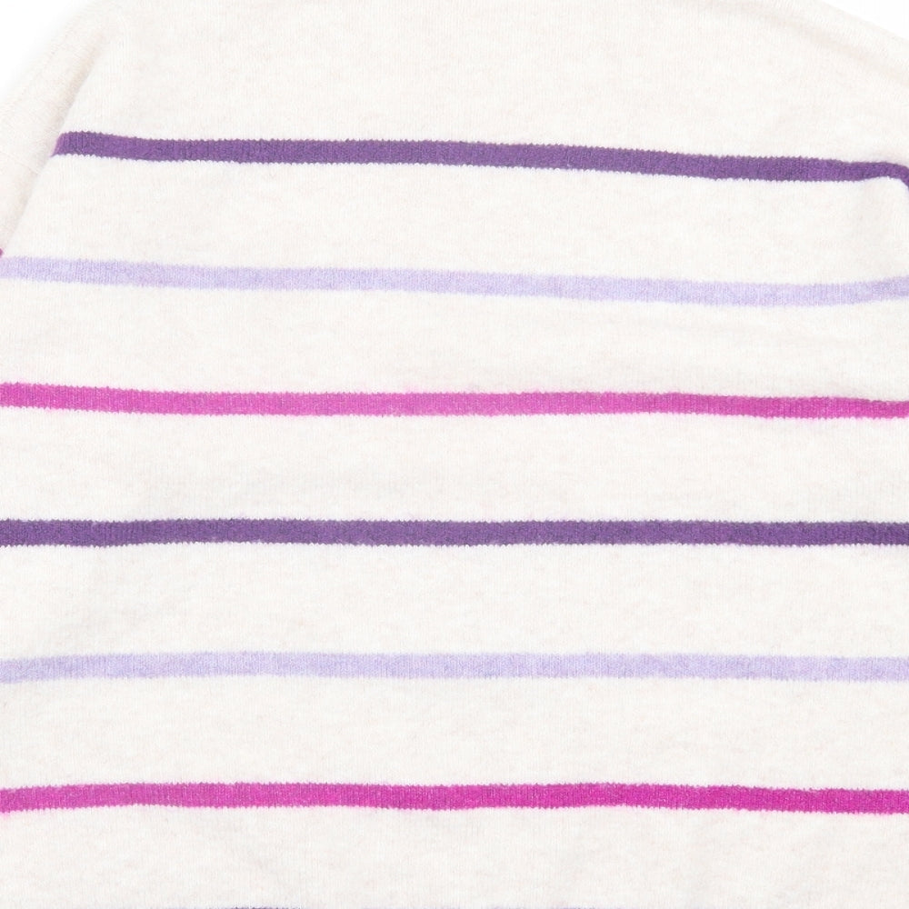 TU Womens Purple High Neck Striped Acrylic Pullover Jumper Size 12