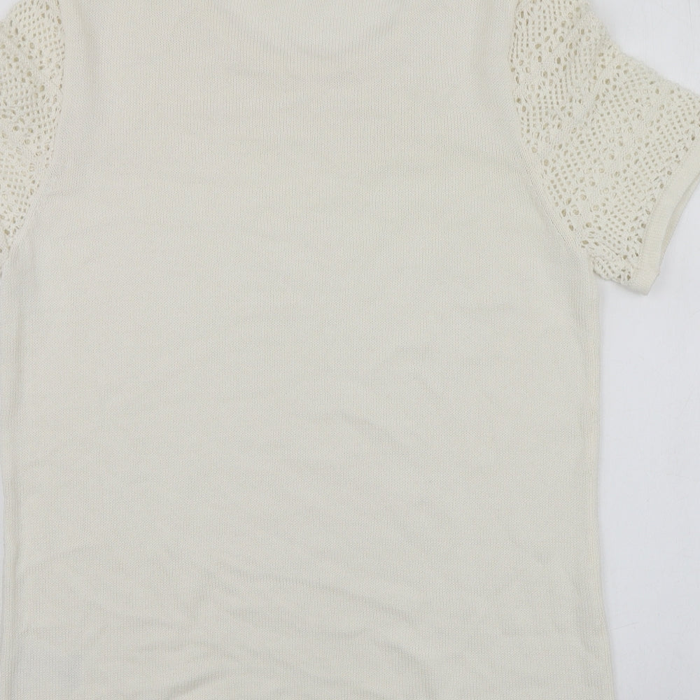Womens UK Size M Damart White Henley Jumper