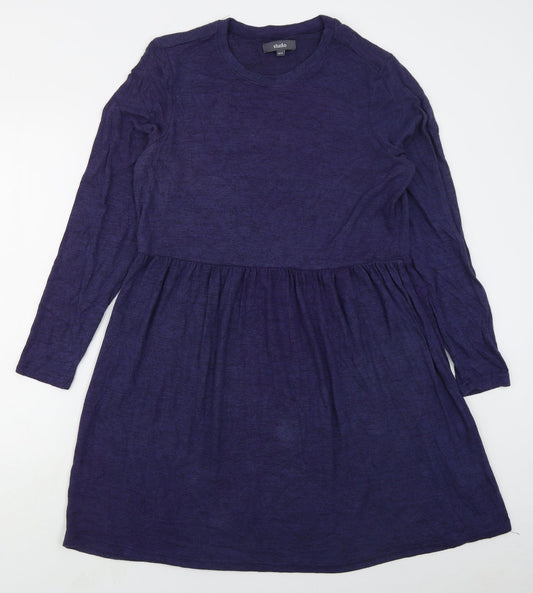 Studio Womens Blue Viscose A-Line Size 12 Crew Neck Pullover