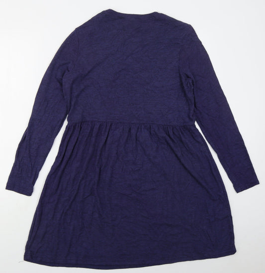 Studio Womens Blue Viscose A-Line Size 12 Crew Neck Pullover