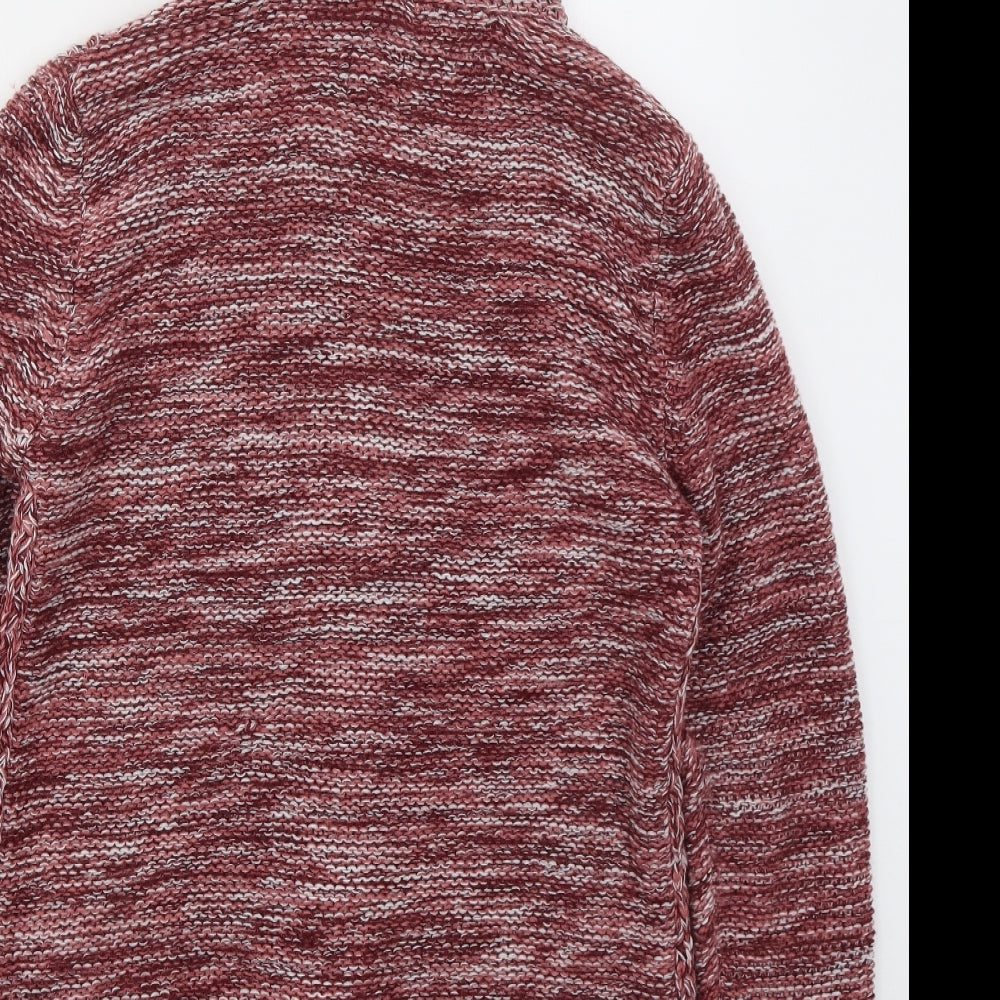 B You Womens Pink High Neck Acrylic Full Zip Jumper Size M