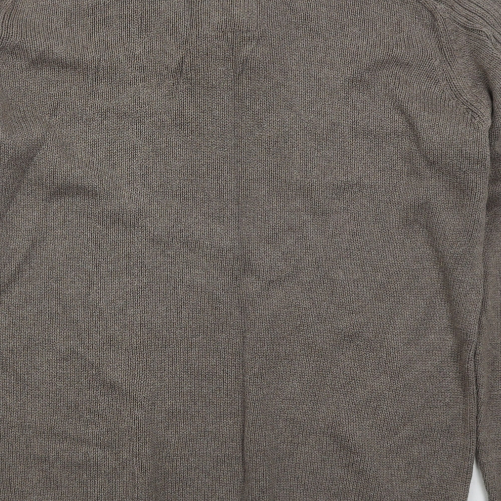 Easy Mens Brown V-Neck Cotton Pullover Jumper Size L