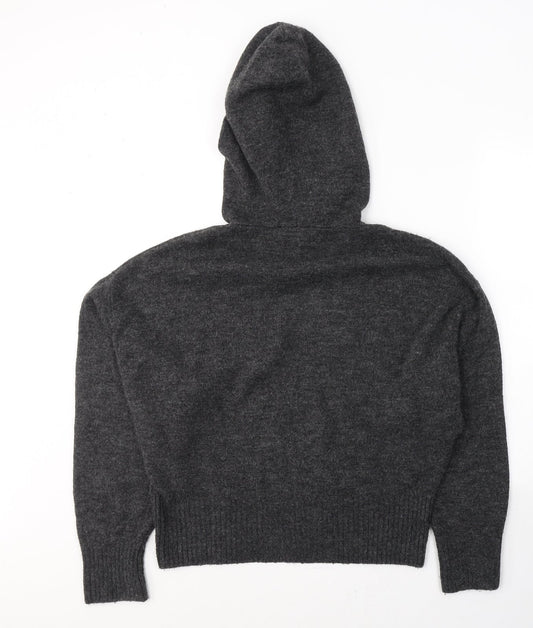 H&M Womens Grey Acrylic Pullover Hoodie Size S Pullover