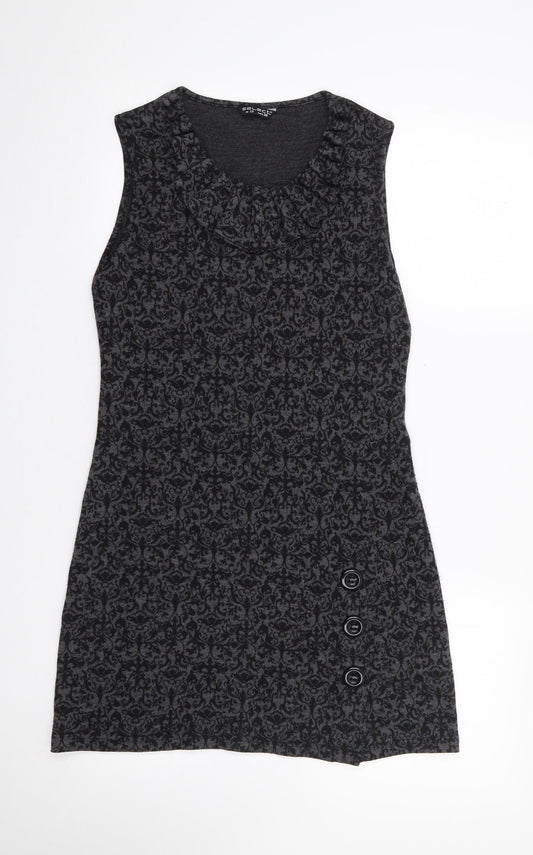 Select Womens Grey Floral Polyester Bodycon Size 10 Roll Neck Pullover