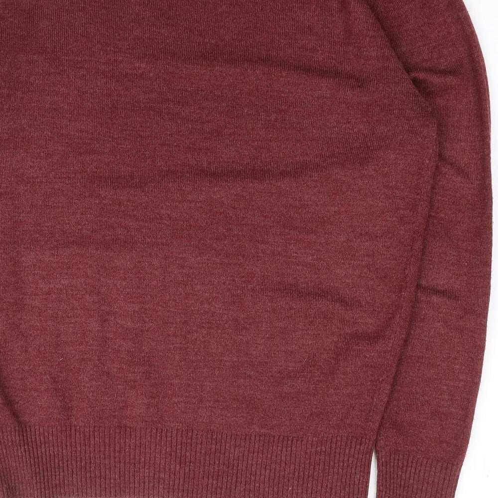TG Mens Red Crew Neck Acrylic Pullover Jumper Size M