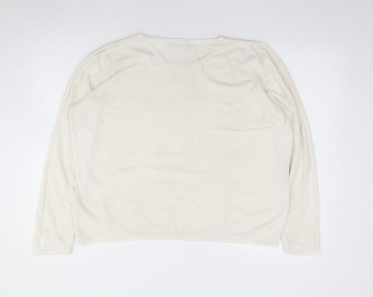 Bonmarché Womens Ivory Round Neck Acrylic Pullover Jumper Size L