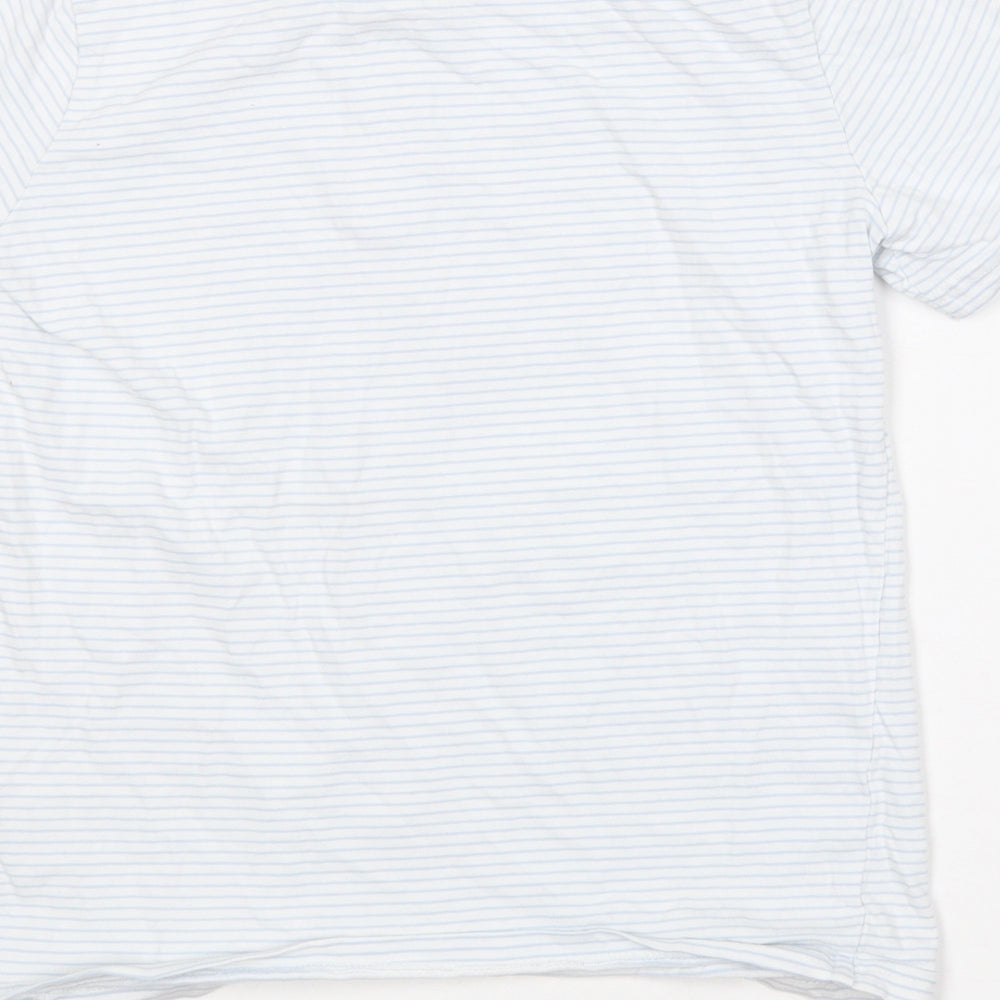 TU Boys Blue Striped Cotton Basic T-Shirt Size 8 Years Round Neck