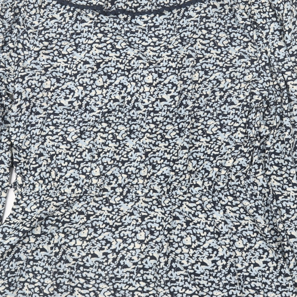 F&F Womens Blue Floral Viscose Basic Blouse Size 10 Collared