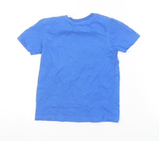 George Boys Blue Cotton Basic T-Shirt Size 4-5 Years Round Neck - Lama