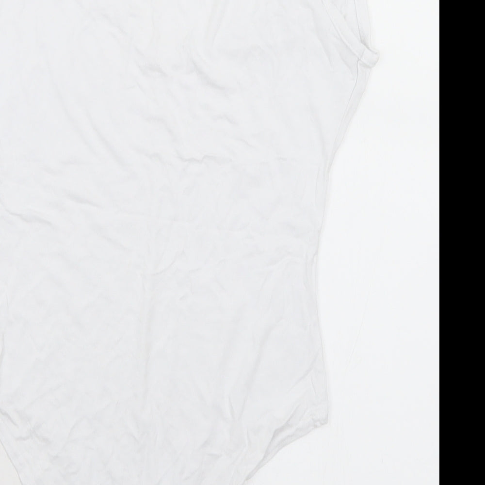 Rebel Womens White Viscose Unitard One-Piece Size 10 Snap