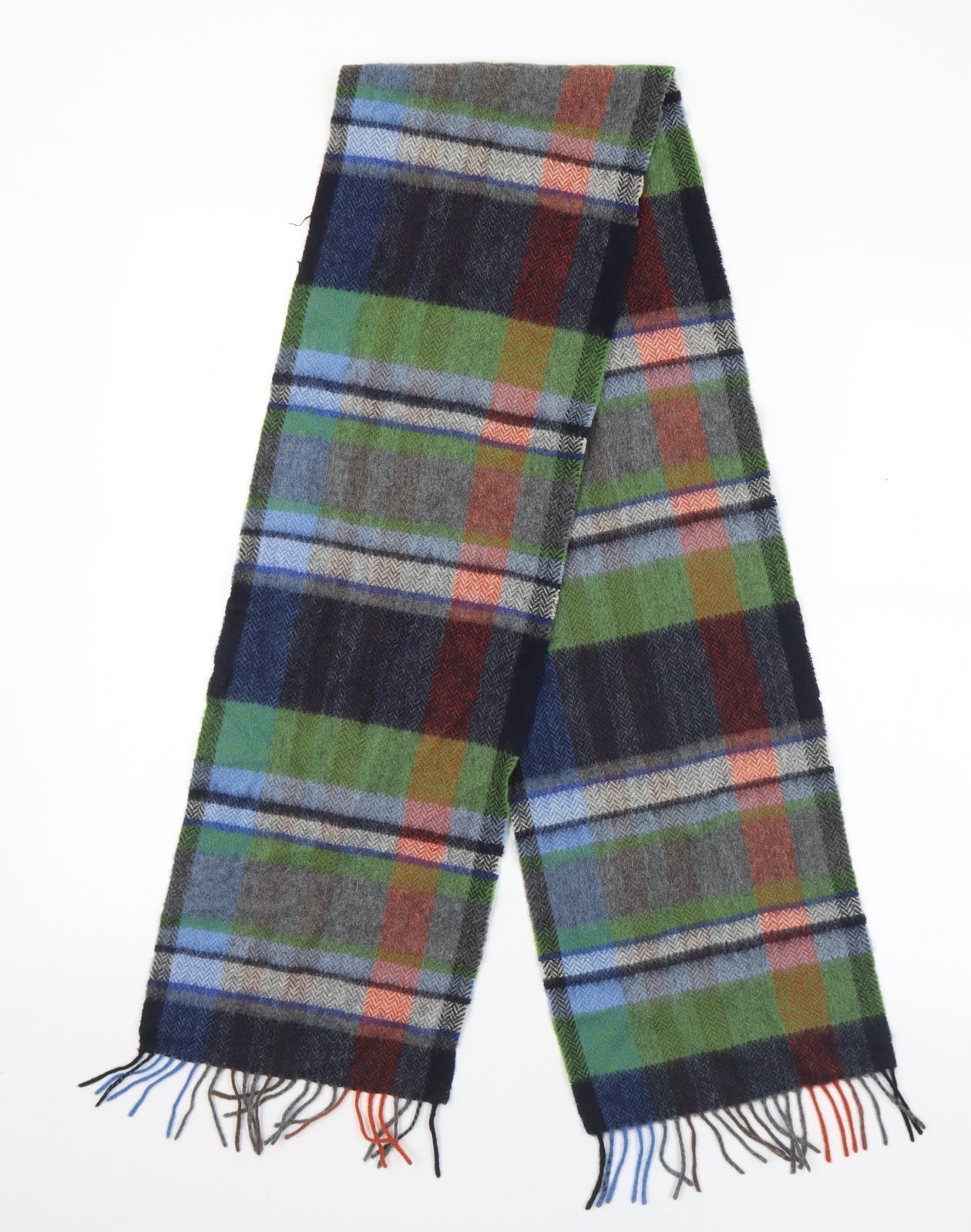 Front view of Engbers unisex multicoloured plaid acrylic scarf one size