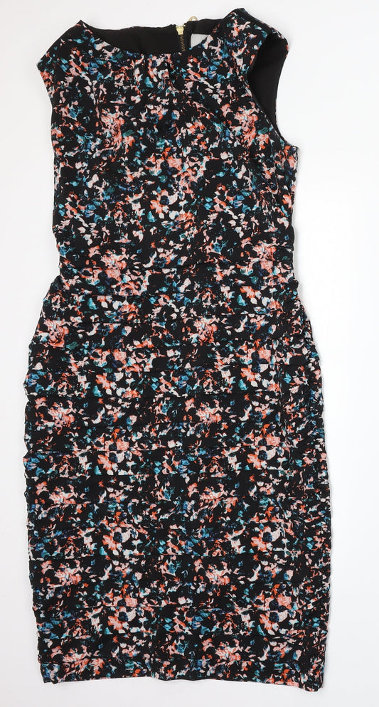 Coast Womens Multicoloured Floral Polyester Bodycon Size 12 Round Neck