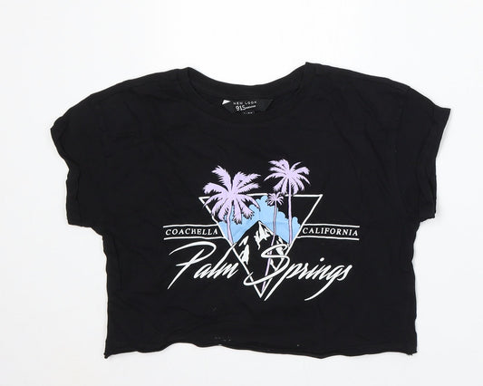 915 Generation Girls Black Cotton Basic T-Shirt Size 10-11 Years Round Neck - Coachella