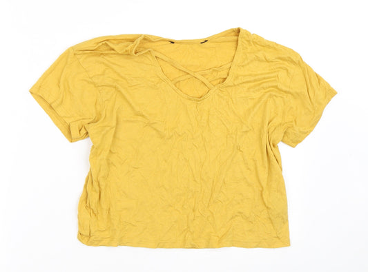 915 Generation Girls Yellow Cotton Cropped T-Shirt Size 14-15 Years V-Neck