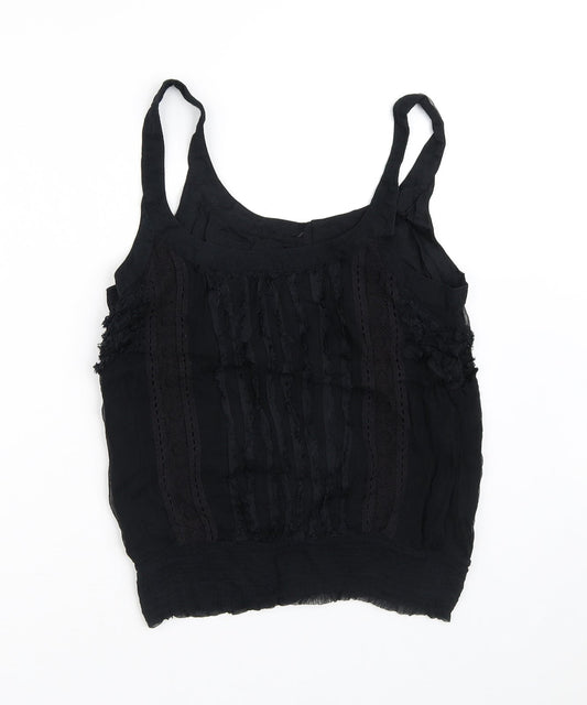 Fransa Womens Black Viscose Camisole Blouse Size L Round Neck