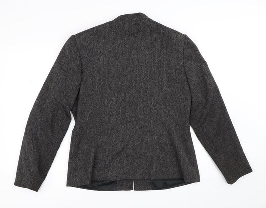 M&Co Womens Black Striped Jacket Blazer Size 16 Zip