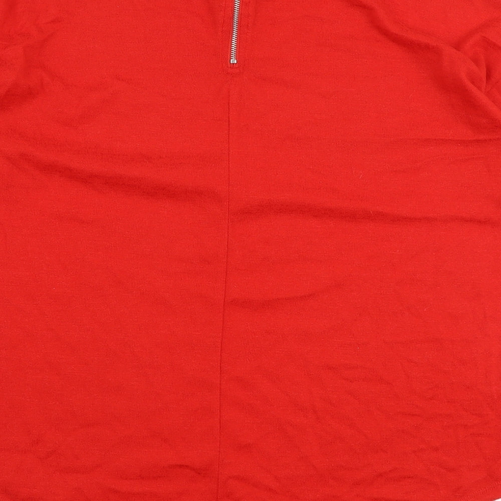 Primark Womens Red Round Neck Polyester Pullover Jumper Size S