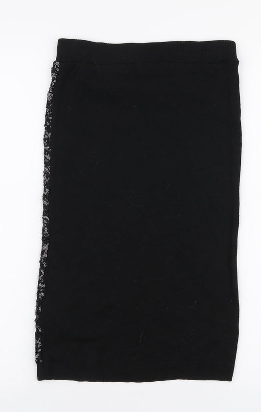 Miss Selfridge Womens Black Acrylic Straight & Pencil Skirt Size 8