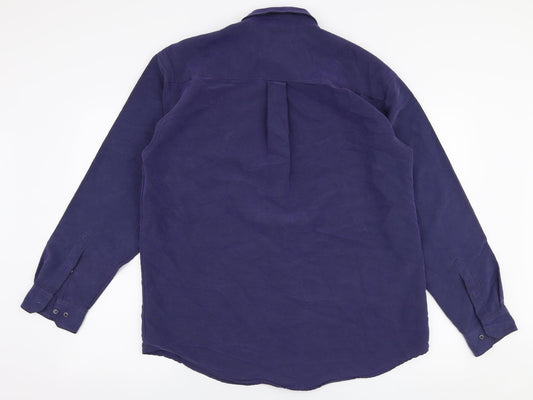 Tesco Mens Blue Polyester Button-Up Size M Collared Button