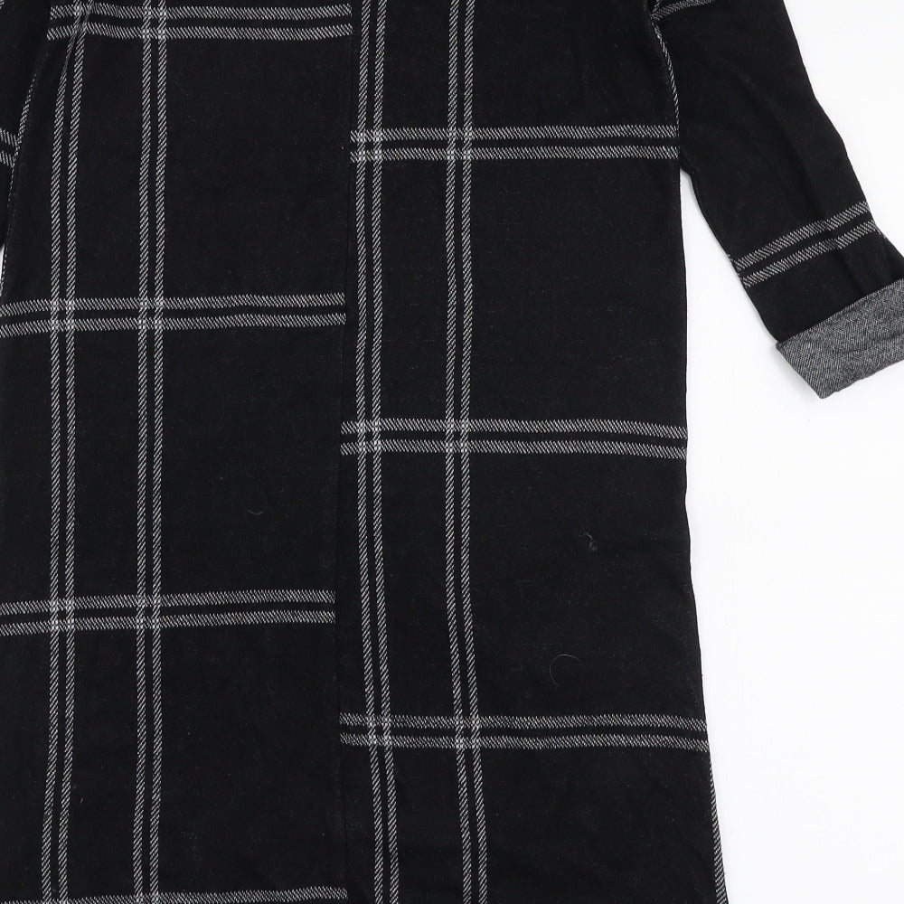 Atmosphere Womens Black Plaid Polyester A-Line Size 6 Round Neck Pullover