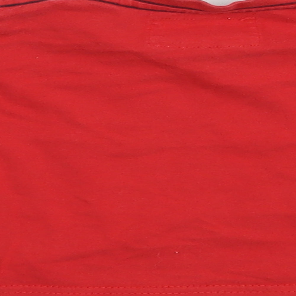 Mothercare Baby Red Cotton Pullover T-Shirt Size 6-9 Months Crew Neck Snap - Cute Fox