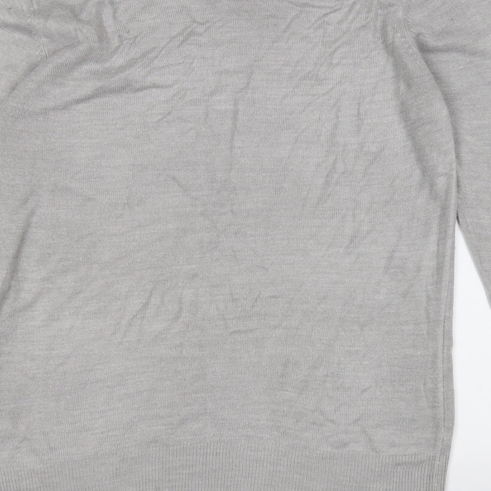 Cedar Wood State Mens Grey Round Neck Acrylic Pullover Jumper Size S