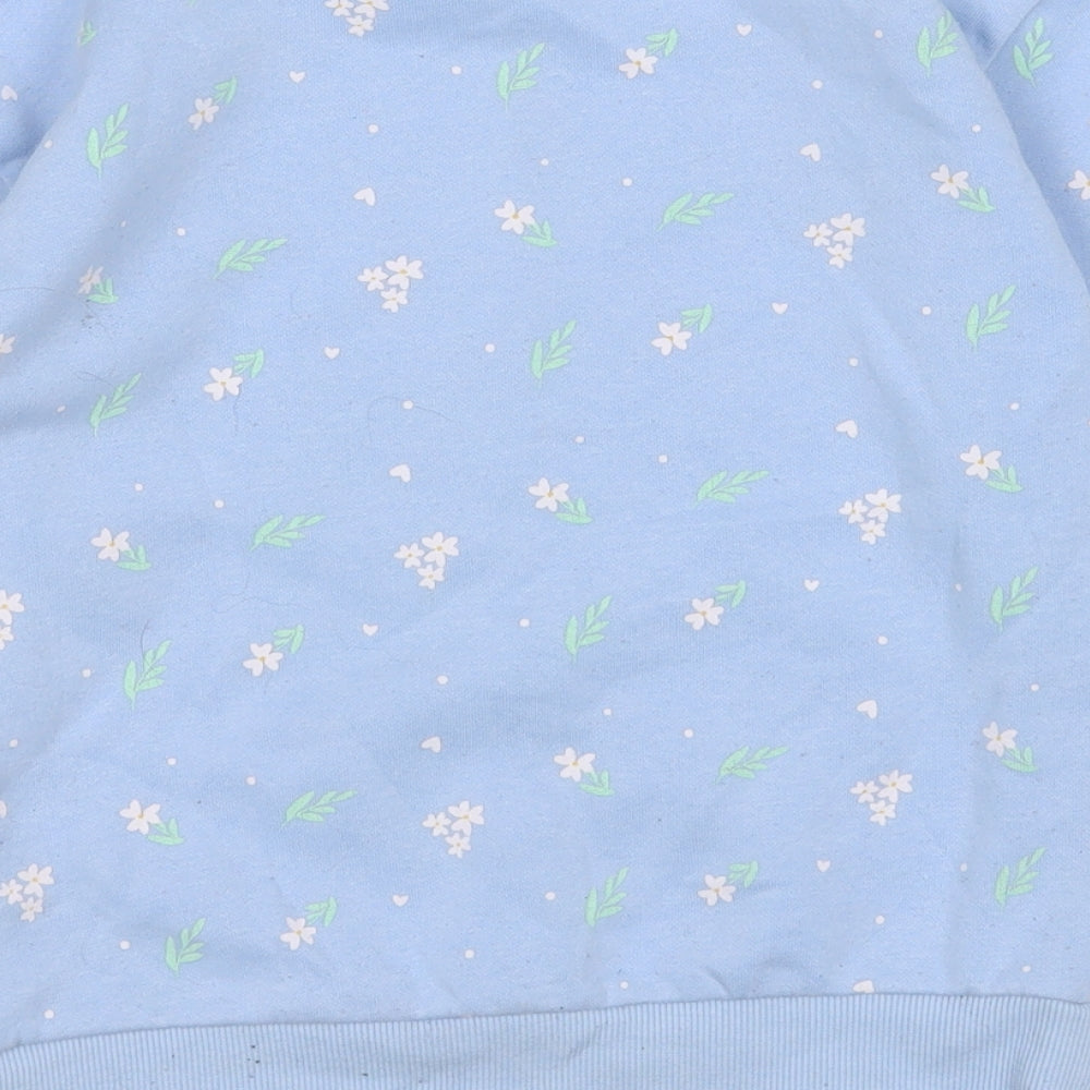 Dunnes Stores Girls Blue Floral Cotton Pullover Sweatshirt Size 7-8 Years