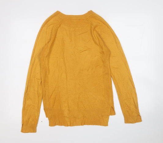 Primark Womens Yellow Round Neck Acrylic Pullover Jumper Size 4