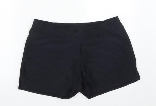 Crosshatch Womens Black Polyamide Sweat Shorts Size 34 in Regular Drawstring
