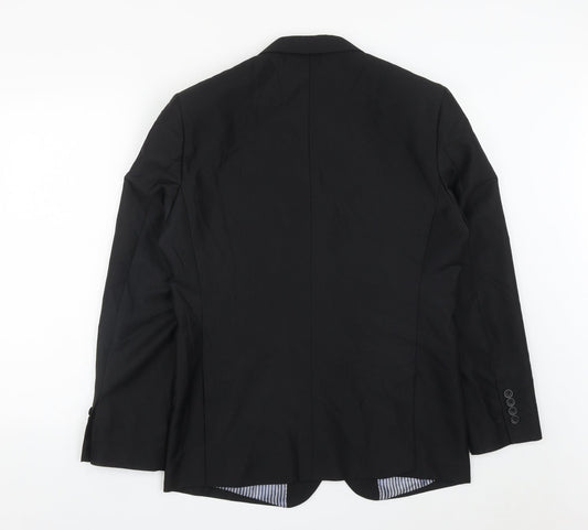 VOEUT Mens Black Polyester Jacket Suit Jacket Size 40