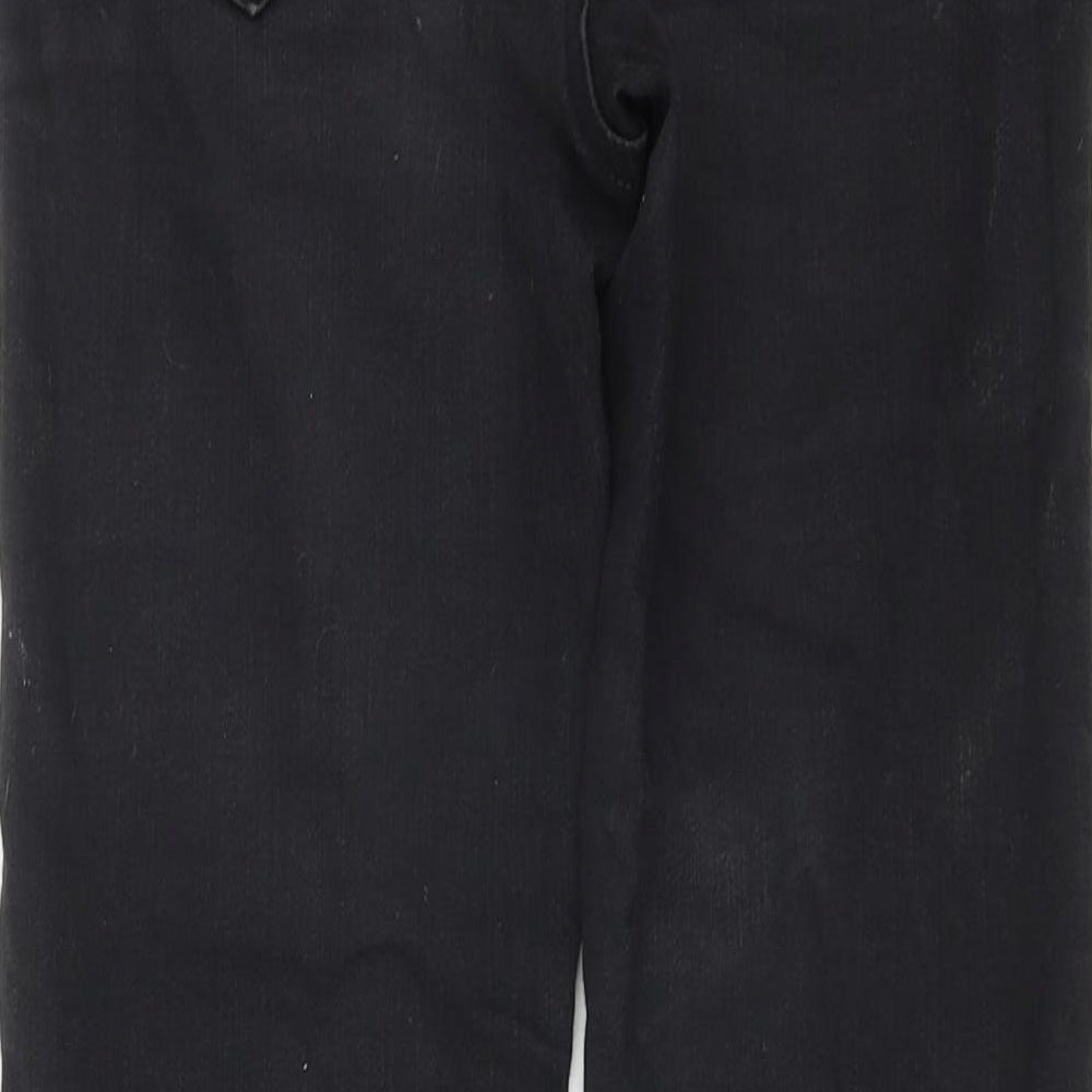 Miss Selfridge Womens Black Cotton Straight Jeans Size 6 L27 in Regular Zip
