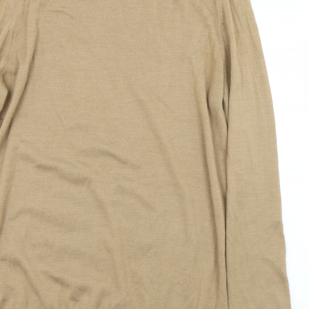 H&M Mens Brown Round Neck Acrylic Pullover Jumper Size L