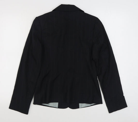 George Womens Black Striped Jacket Blazer Size 10 Button