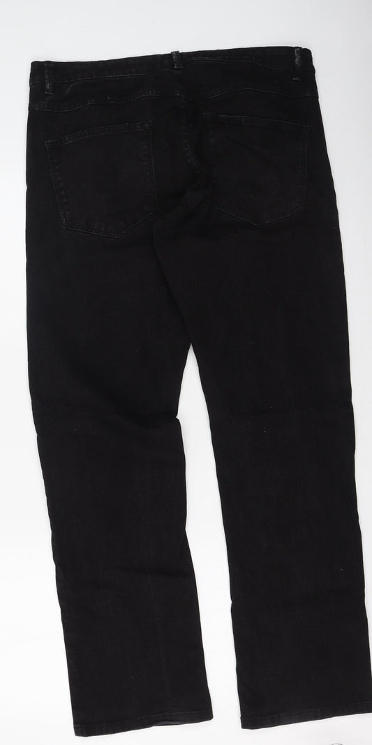 Dunnes Stores Womens Black  Cotton Straight Jeans Size 36 L25 in Regular