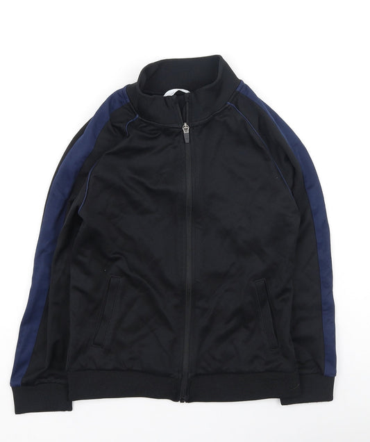 Marks and Spencer Boys Black Round Neck Polyester Full Zip Jumper Size 9-10 Years