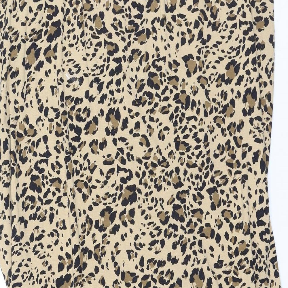 Marks and Spencer Womens Brown Animal Print Viscose Tank Dress Size 8 Round Neck