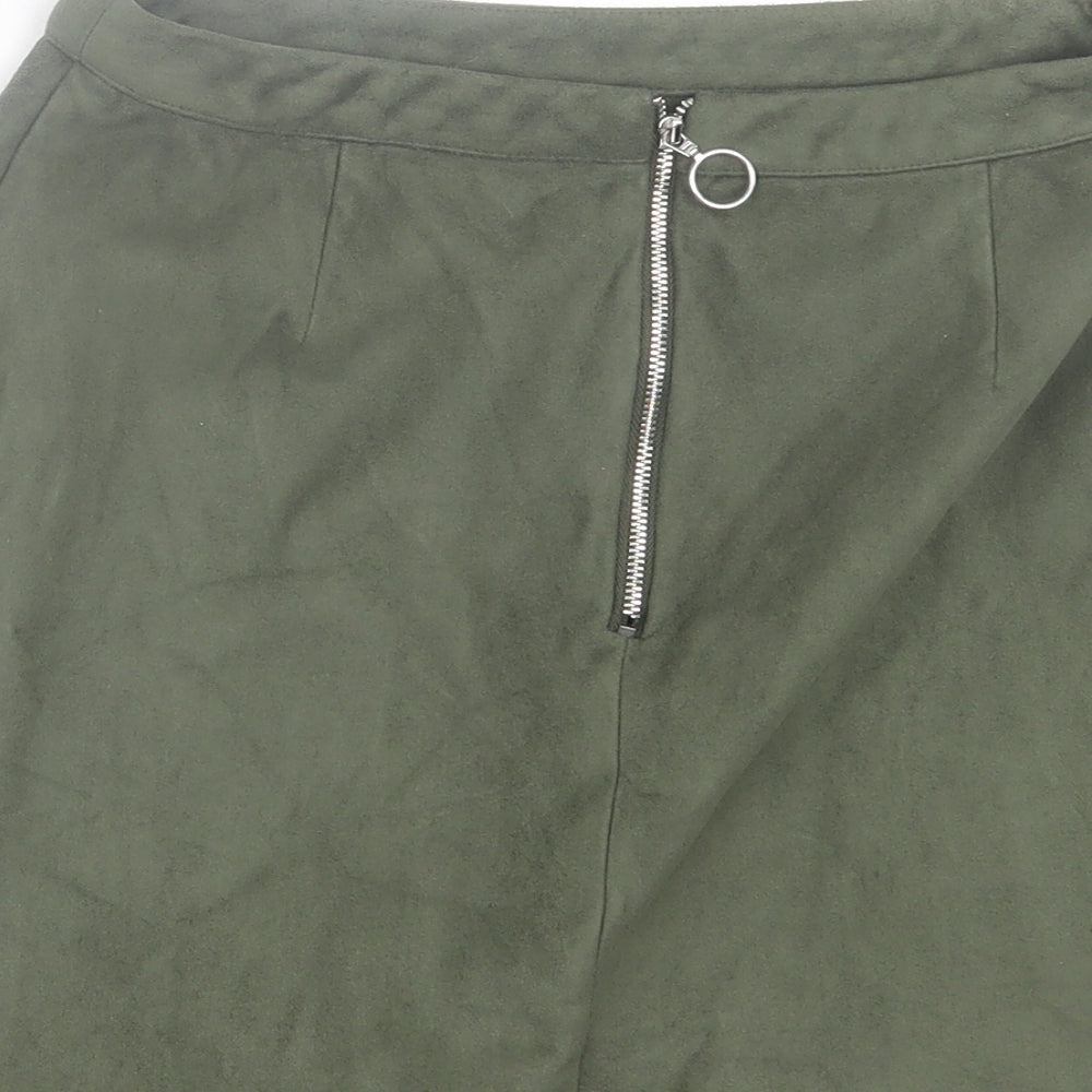 Primark Womens Green Polyester A-Line Skirt Size 10 Zip