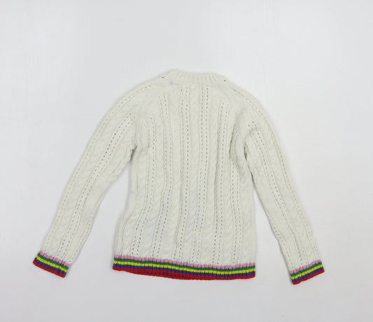 NEXT Girls White Crew Neck Cotton Pullover Jumper Size 7 Years Pullover