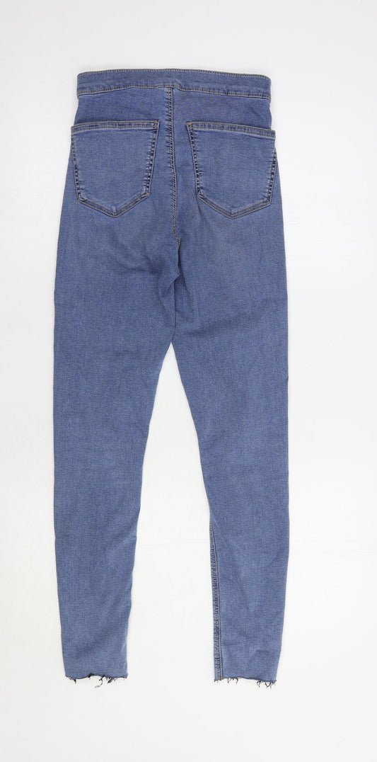 Topshop Womens Blue Cotton Skinny Jeans Size 25 in L30 in Regular Button