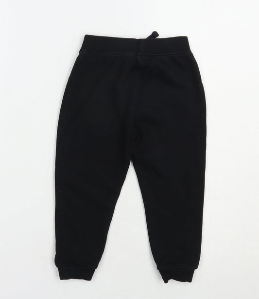 Dunnes Stores Girls Black Cotton Jogger Trousers Size 2-3 Years Regular Drawstring