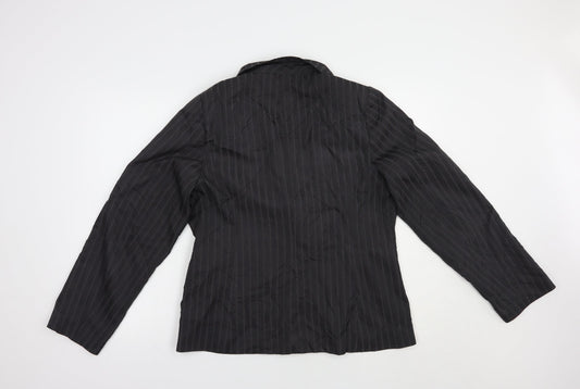 George Womens Grey Striped Jacket Blazer Size 16 Button